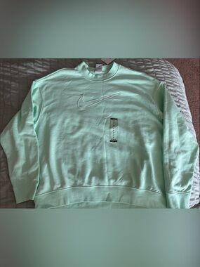 Nike Mint Green Embroidered Swoosh Crew Sweatshirt
